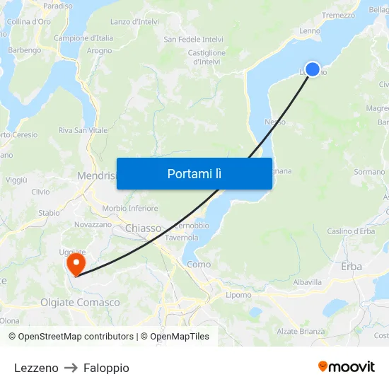 Lezzeno to Faloppio map