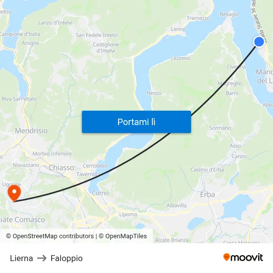 Lierna to Faloppio map