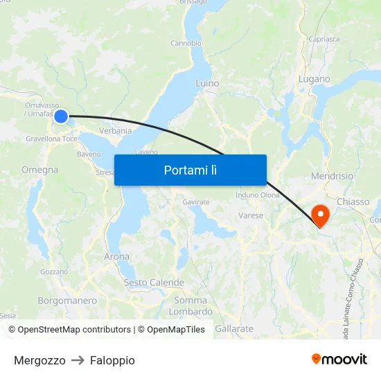 Mergozzo to Faloppio map