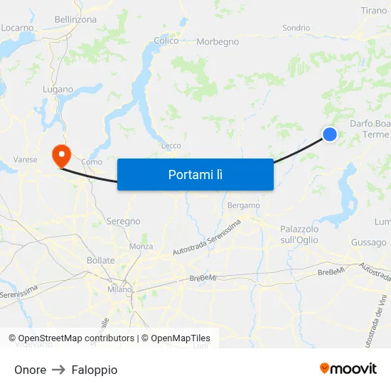 Onore to Faloppio map