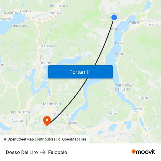 Dosso Del Liro to Faloppio map