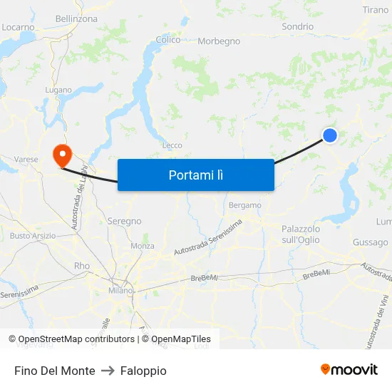 Fino Del Monte to Faloppio map