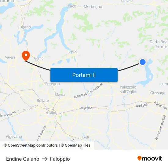 Endine Gaiano to Faloppio map