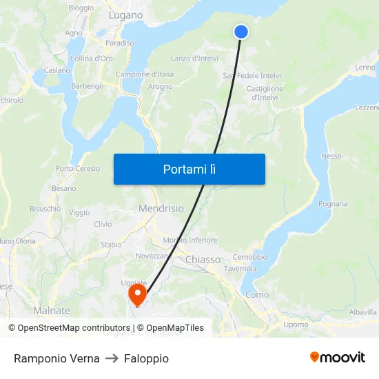 Ramponio Verna to Faloppio map