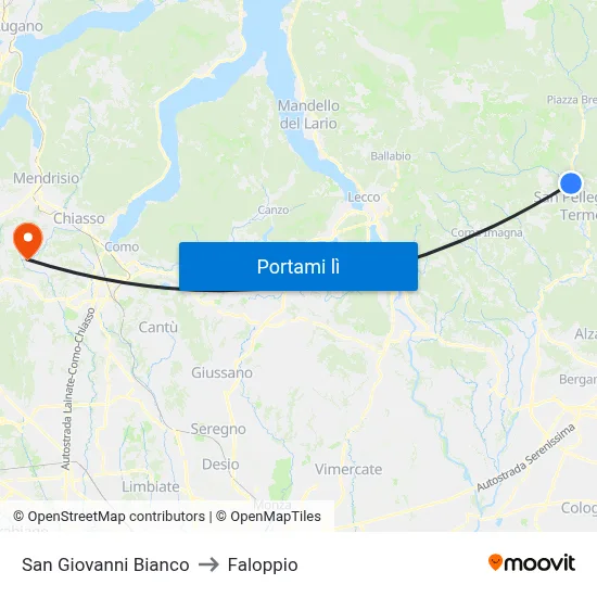San Giovanni Bianco to Faloppio map