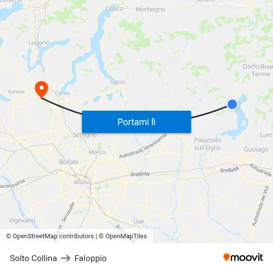 Solto Collina to Faloppio map