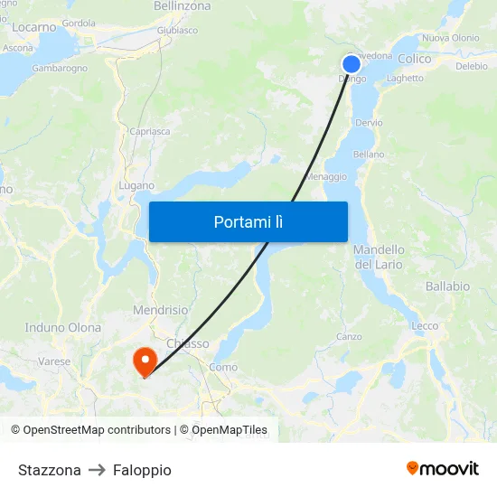 Stazzona to Faloppio map
