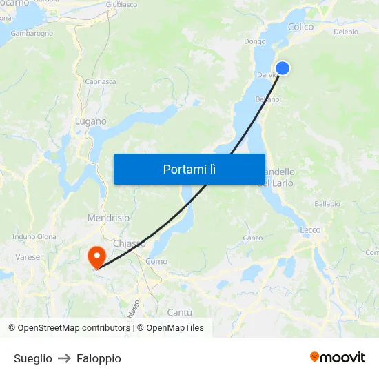 Sueglio to Faloppio map