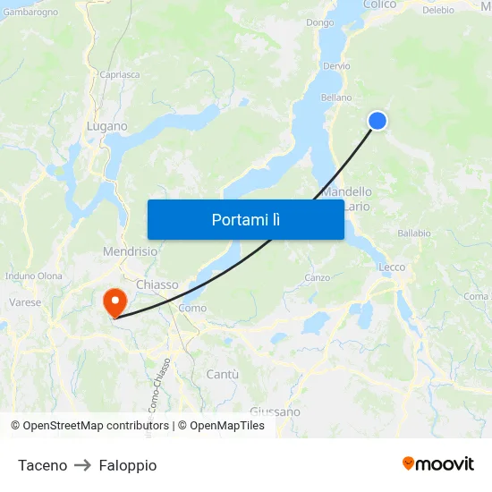 Taceno to Faloppio map