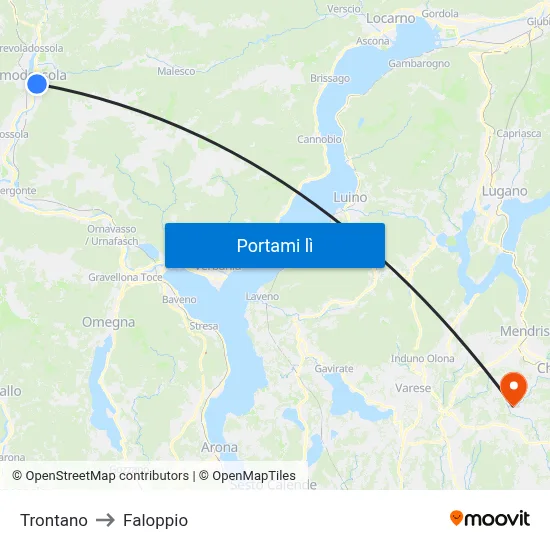 Trontano to Faloppio map