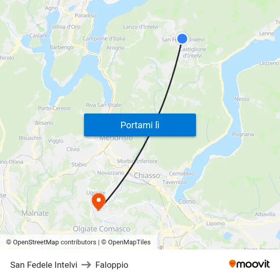 San Fedele Intelvi to Faloppio map