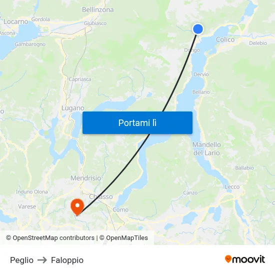 Peglio to Faloppio map