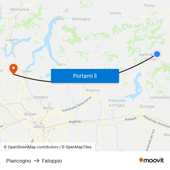 Piancogno to Faloppio map