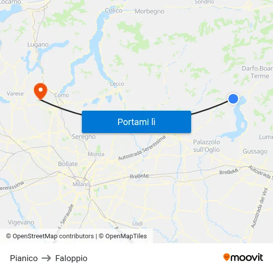 Pianico to Faloppio map