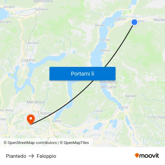 Piantedo to Faloppio map