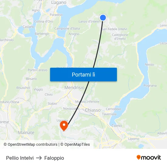 Pellio Intelvi to Faloppio map