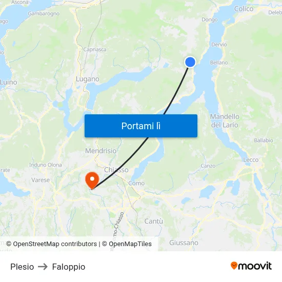 Plesio to Faloppio map