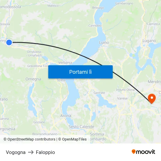 Vogogna to Faloppio map