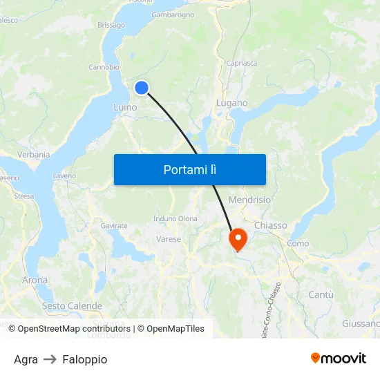 Agra to Faloppio map