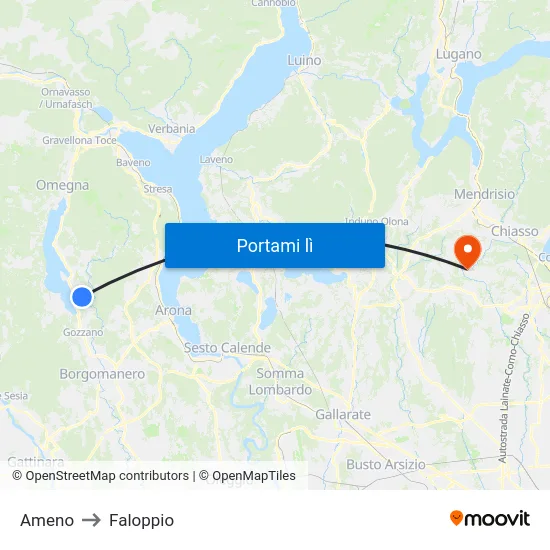 Ameno to Faloppio map