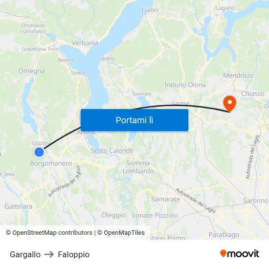 Gargallo to Faloppio map