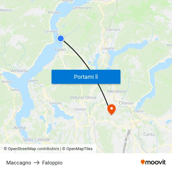 Maccagno to Faloppio map