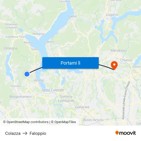 Colazza to Faloppio map