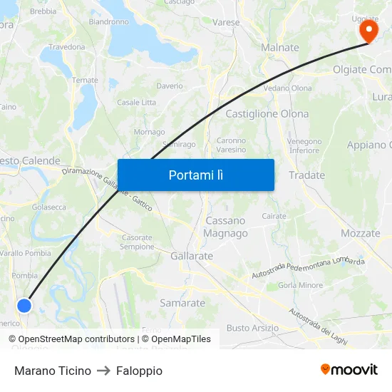 Marano Ticino to Faloppio map