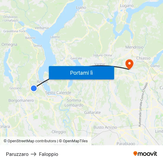Paruzzaro to Faloppio map