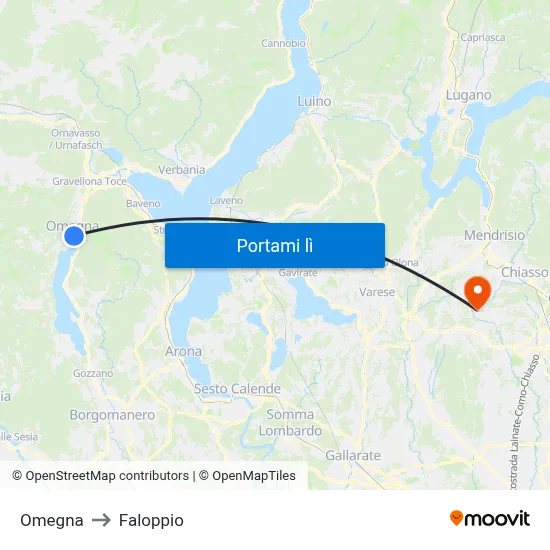 Omegna to Faloppio map