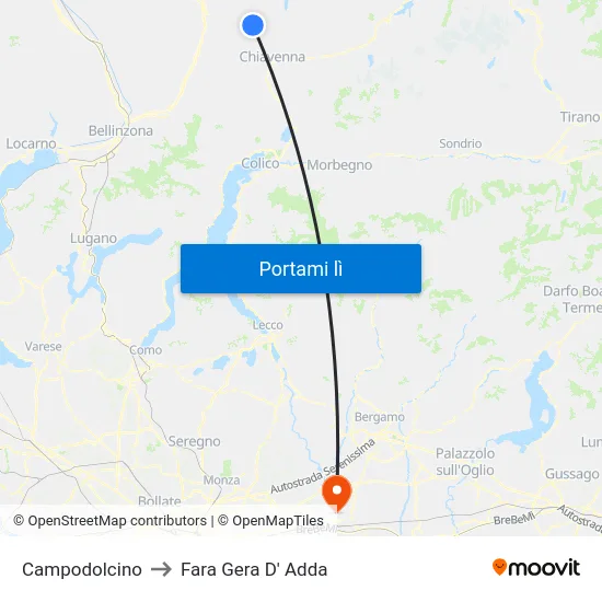 Campodolcino to Fara Gera D' Adda map