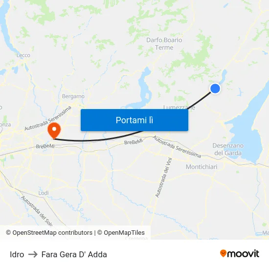 Idro to Fara Gera D' Adda map