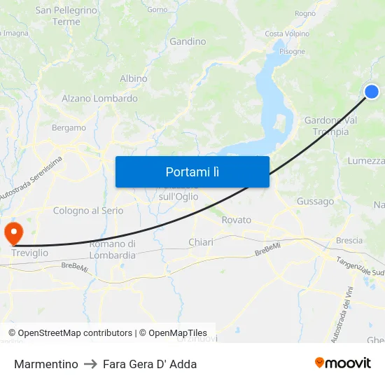 Marmentino to Fara Gera D' Adda map