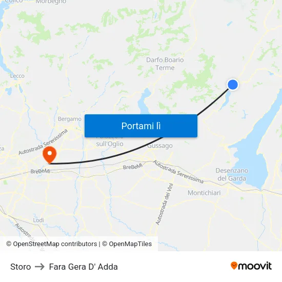 Storo to Fara Gera D' Adda map