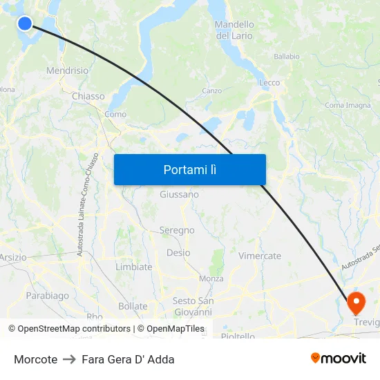 Morcote to Fara Gera D' Adda map