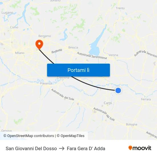 San Giovanni Del Dosso to Fara Gera D' Adda map