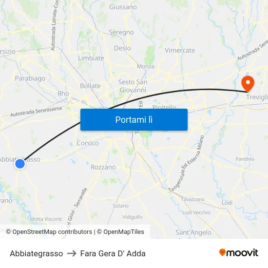 Abbiategrasso to Fara Gera D' Adda map