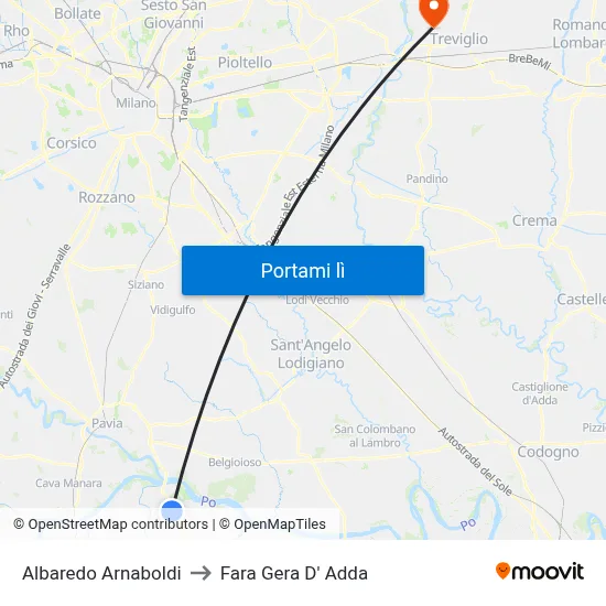 Albaredo Arnaboldi to Fara Gera D' Adda map