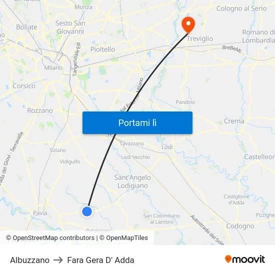 Albuzzano to Fara Gera D' Adda map