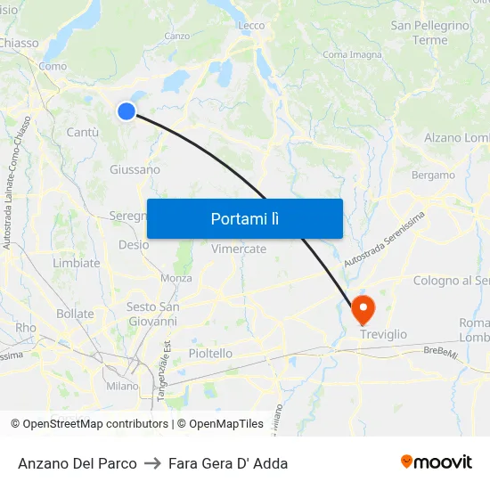 Anzano Del Parco to Fara Gera D' Adda map