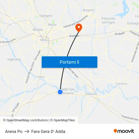 Arena Po to Fara Gera D' Adda map
