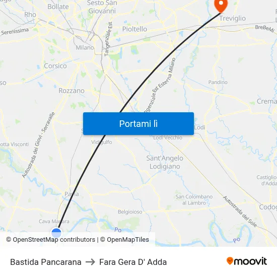 Bastida Pancarana to Fara Gera D' Adda map