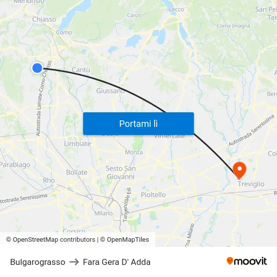 Bulgarograsso to Fara Gera D' Adda map