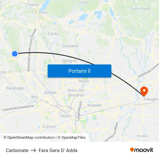 Carbonate to Fara Gera D' Adda map