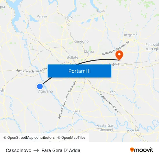 Cassolnovo to Fara Gera D' Adda map