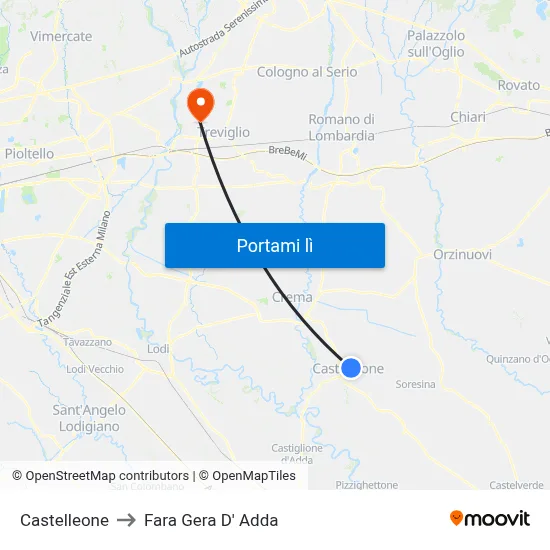 Castelleone to Fara Gera D' Adda map