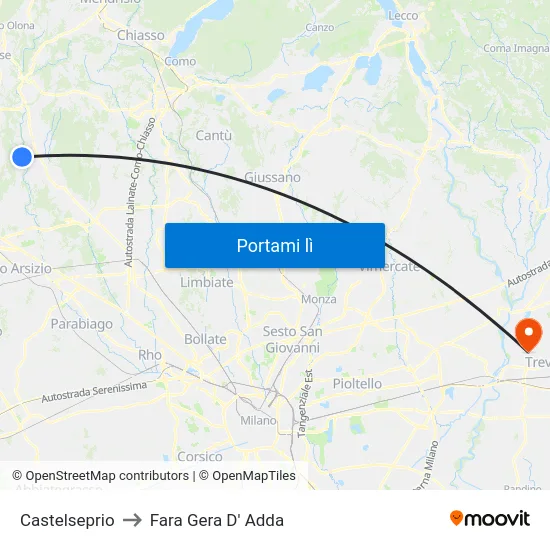 Castelseprio to Fara Gera D' Adda map