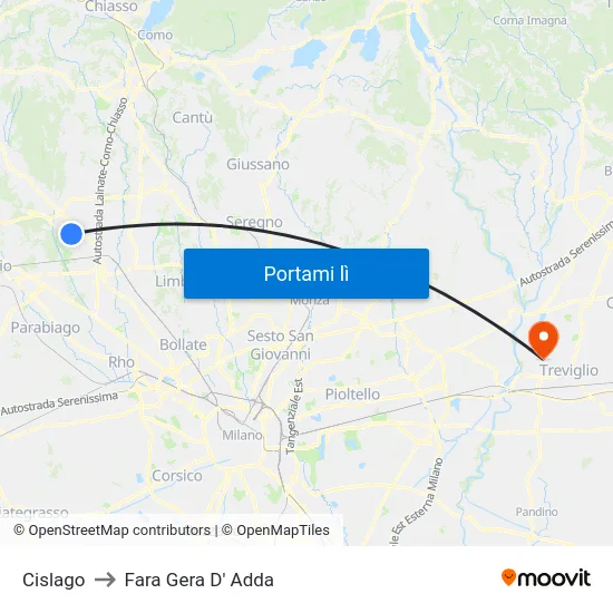 Cislago to Fara Gera D' Adda map