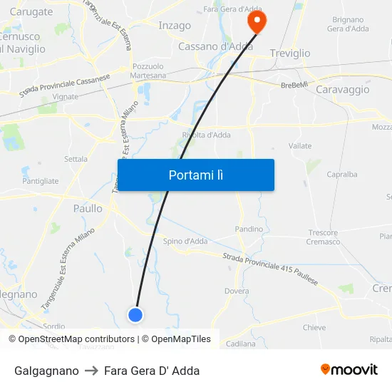 Galgagnano to Fara Gera D' Adda map