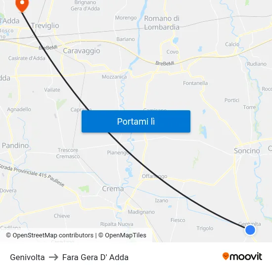 Genivolta to Fara Gera D' Adda map